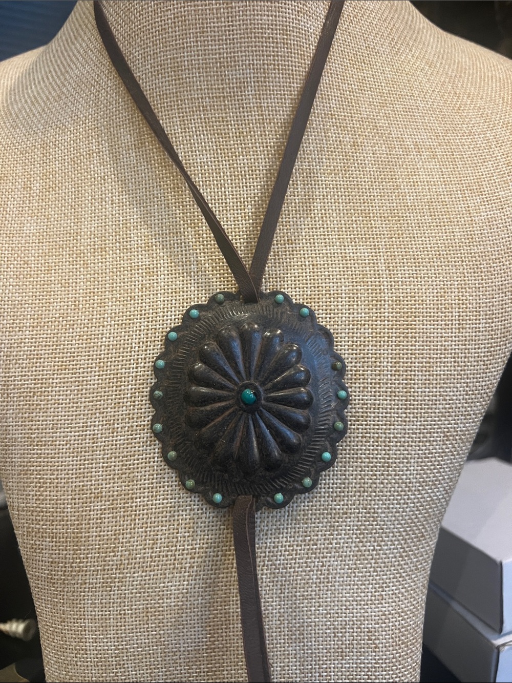 PINK PANACHE Turquoise-Accented Western Concho Pendant Necklace